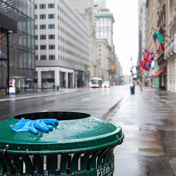 COVID-19, Empty Street, Discarded Glove; Conceptual Image