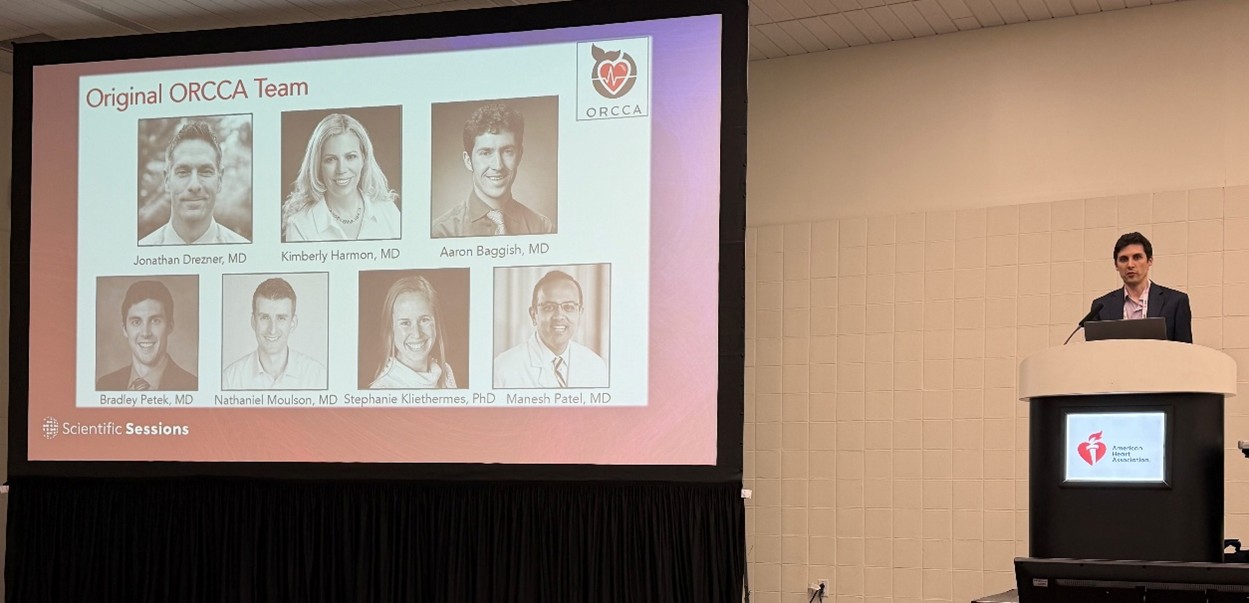 Image 2 - Dr. Bradley Petek presented information about the ORCCA and urged clinicians caring for athletes with CV conditions to participate.