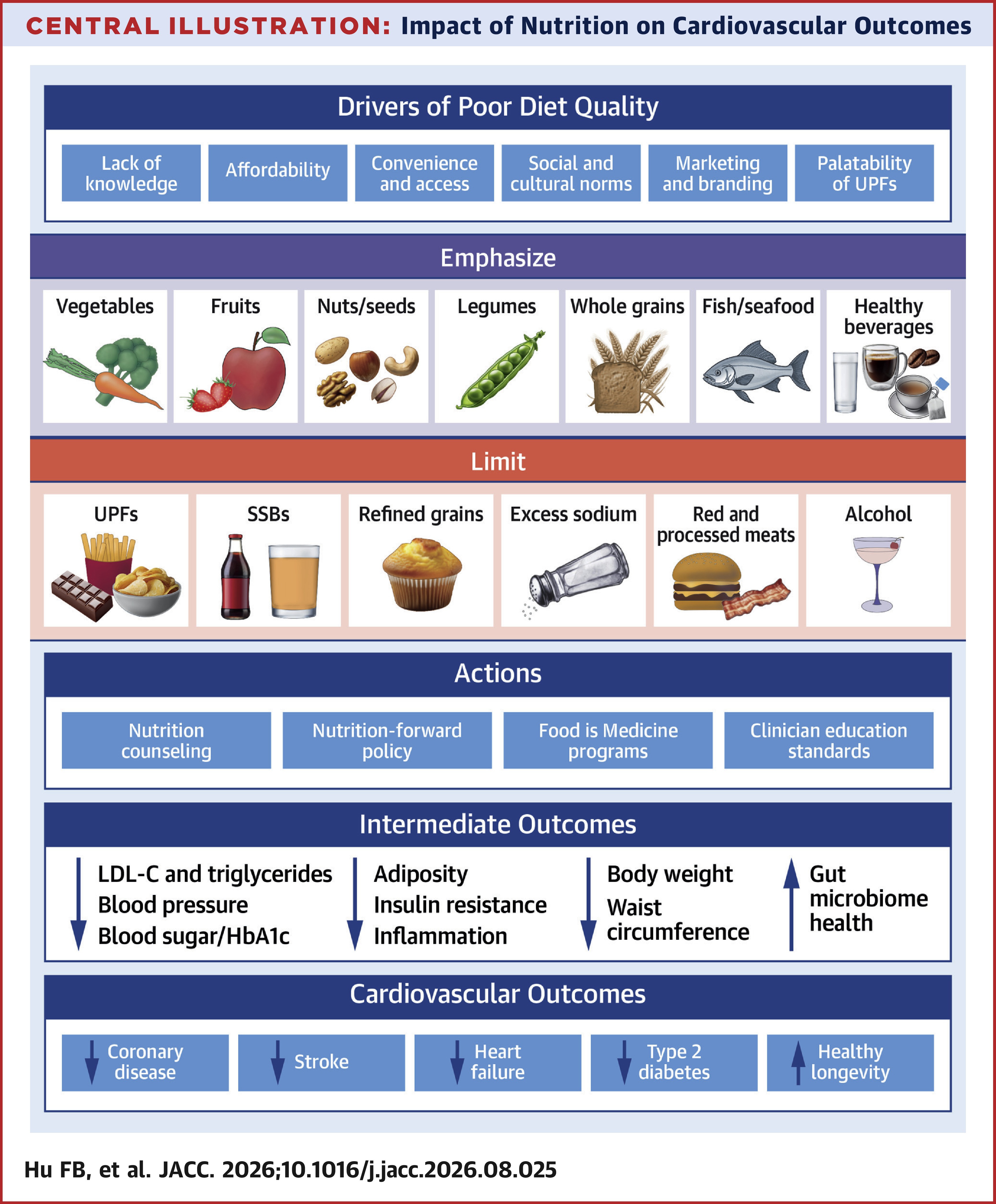 JACC Central Illustration - Summary Graphic for the Impact of Nutrition on Cardiovascular Outcomes