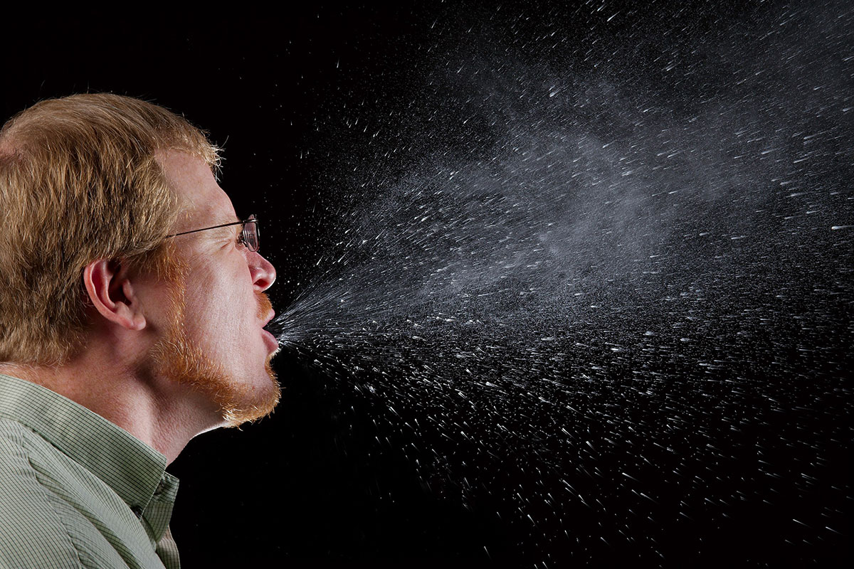 Sneeze, Airborne droplets, COVID-19 Spread; Conceptual Image