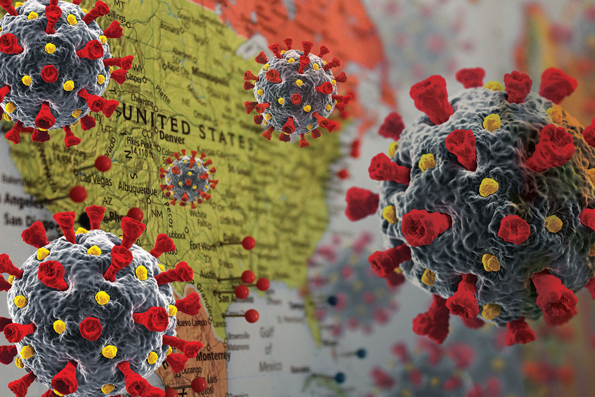 COVID-19 Virus, United States Map; Conceptual Image