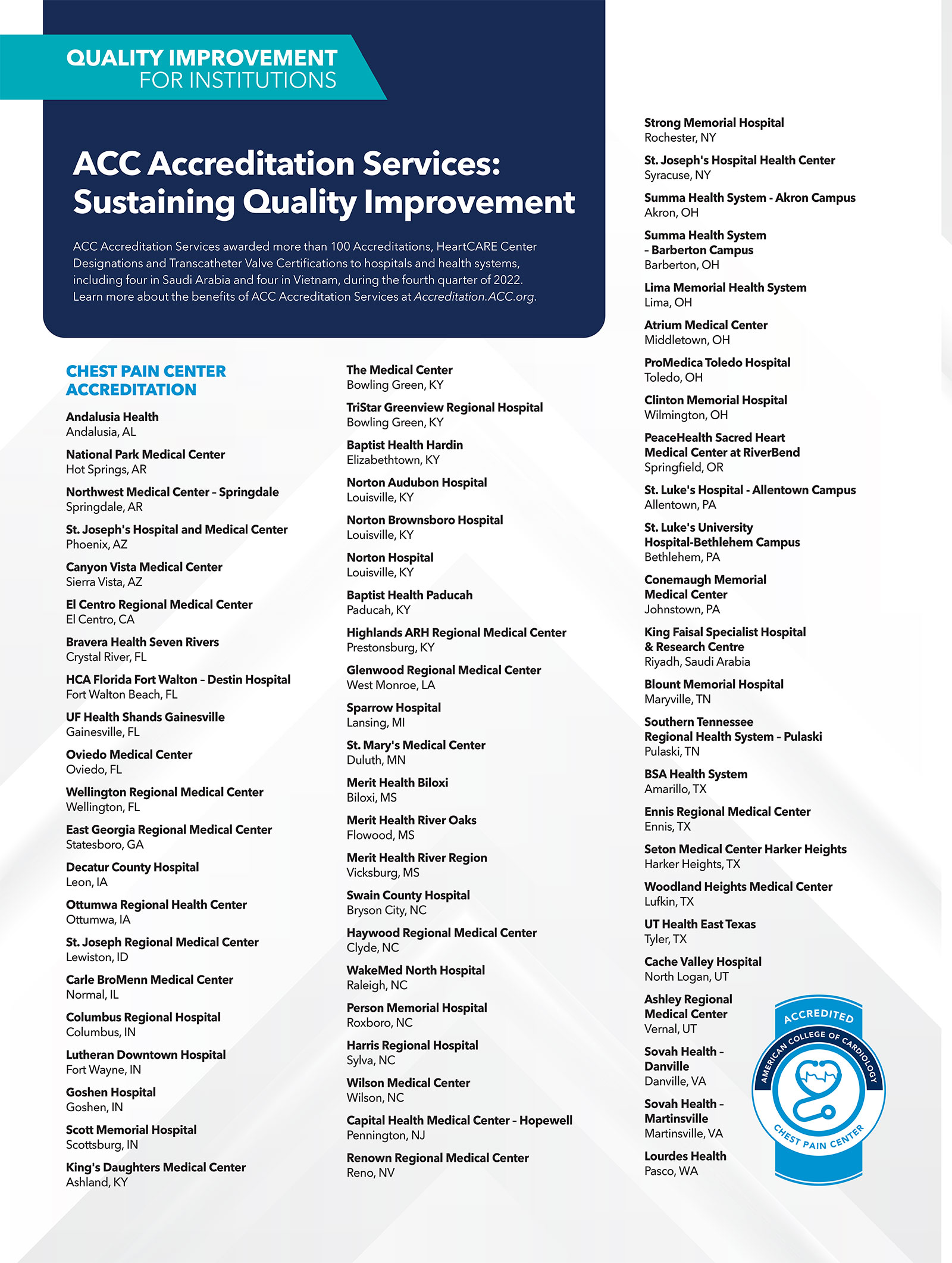 ACC Accreditation Services: Sustaining Quality Improvement