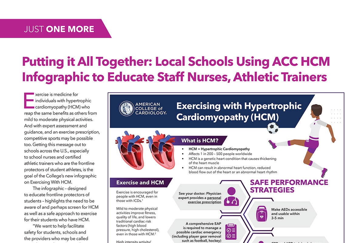 Just One More | Putting it All Together: Local Schools Using ACC HCM Infographic to Educate Staff Nurses, Athletic Trainers