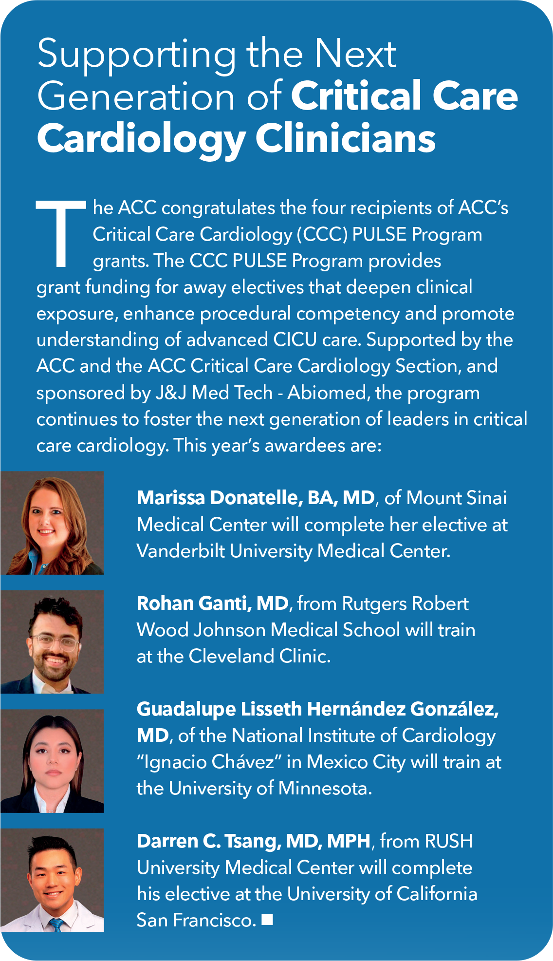 Supporting the Next Generation of Critical Care Cardiology Clinicians