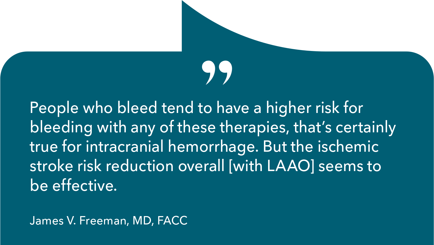 People who bleed tend to have a higher risk for bleeding with any of these therapies, that's certainly true for intracranial hemorrhage. But the ischemic stroke risk reduction overall [with LAAO] seems to be effective.
