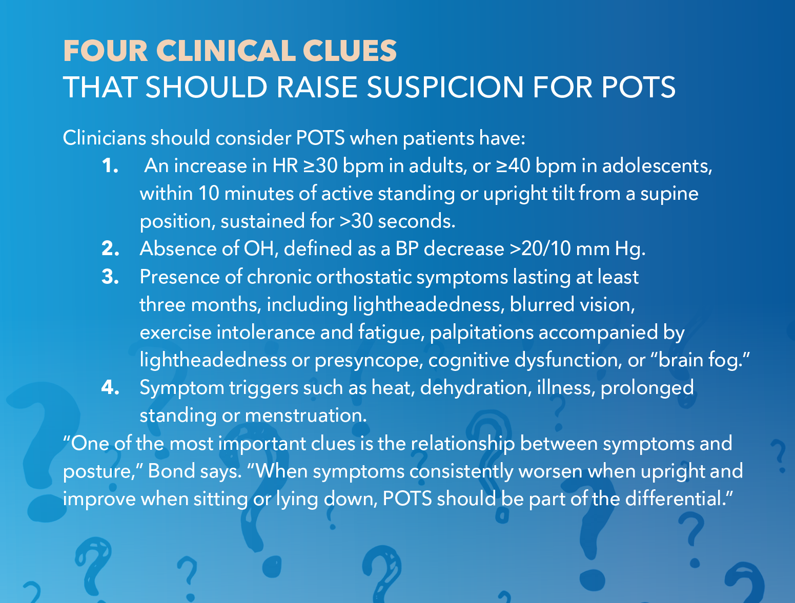 Four Clinical Clues That Should Raise Suspicion for POTS
